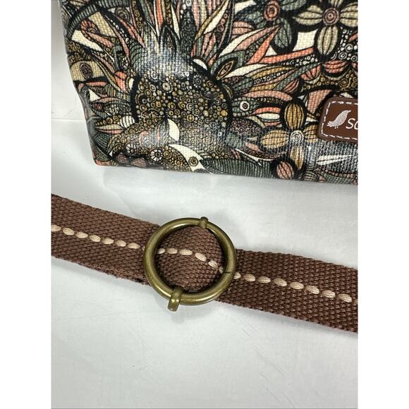 Sakroots Basic Crossbody Double Zip Purse Coated Canvas Boho Floral Fall Pattern - Picture 2 of 10